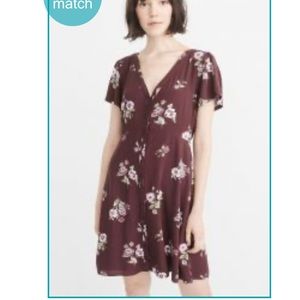 Abercrombie & Fitch Maroon Mini Floral Dress Size Small
